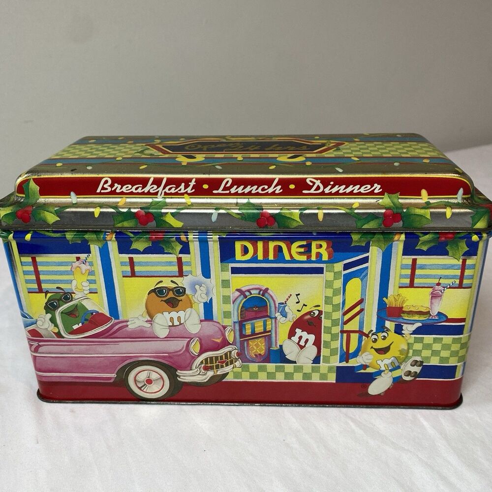 Vintage M&M's Diner #04 Christmas Village Limited Edition Canister 1996 Tin Box